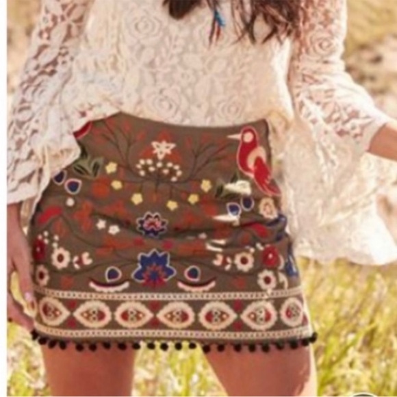 NWT Altar’d State olive green embroidered skirt - Picture 3 of 14